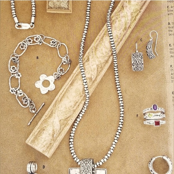 Silpada Vintage Sterling Oxidized Modernist Flower Link Bracelet - Picture 13 of 13